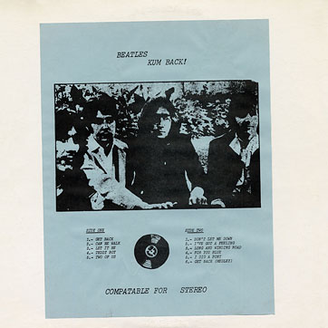 The Beatles - KUM BACK (King Kong Records 15A) – sleeve, front side