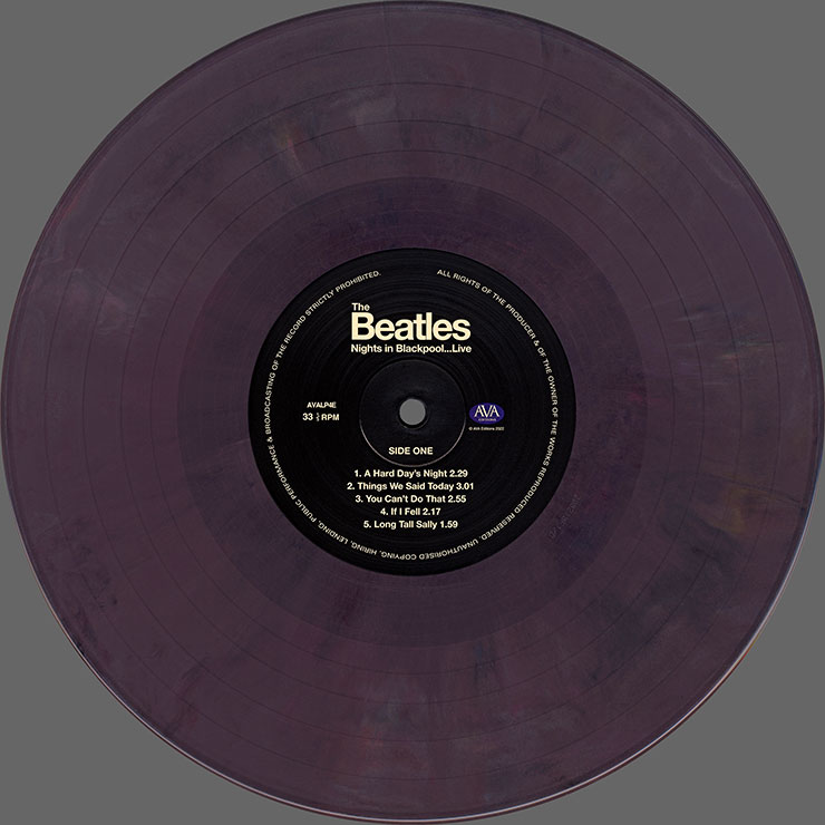 The Beatles - NIGHTS IN BLACKPOOL...LIVE (AVA Editions AVALP4E) − 10-inch colored vinyl (marble violet), side one