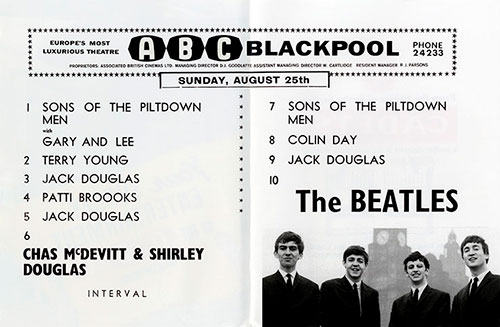 The Beatles - NIGHTS IN BLACKPOOL...LIVE (AVA Editions AVALP4E) − reproduction of the program, inside