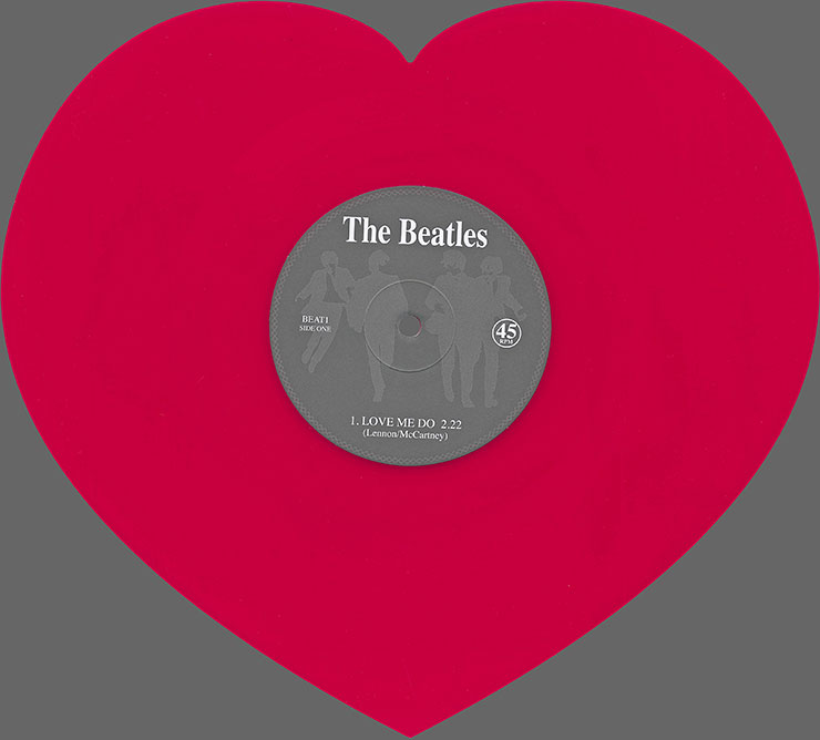 The Beatles Love Me Do (Mischief Music BEAT1) red colored heart shaped single - side 1