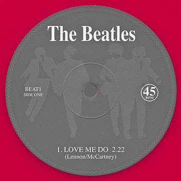The Beatles Love Me Do (Mischief Music BEAT1) red colored heart shaped single – label, side 1
