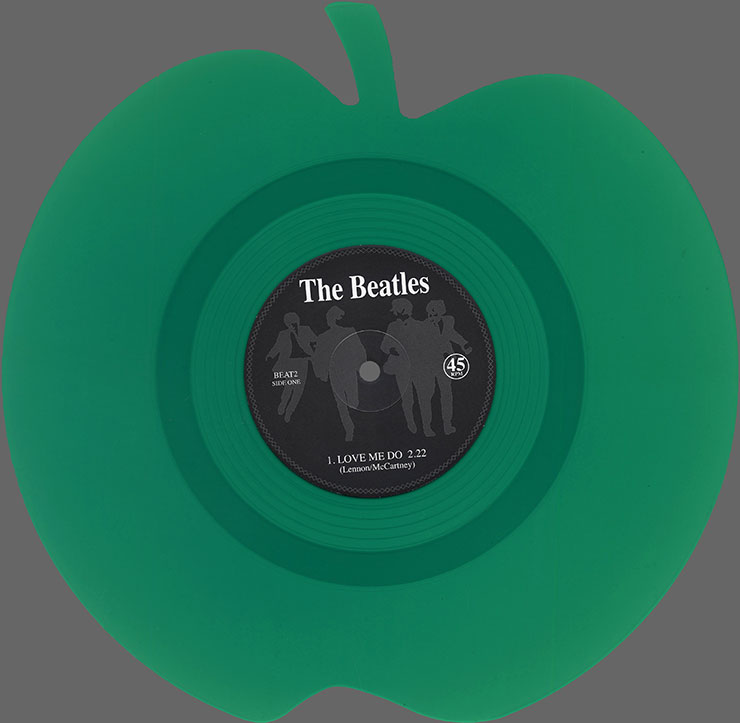 The Beatles Love Me Do (Mischief Music BEAT2) green colored apple shaped single - side 1