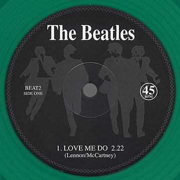 The Beatles Love Me Do (Mischief Music BEAT2) green colored apple shaped single – label, side 1