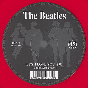 The Beatles Love Me Do (Mischief Music BEAT3) red colored apple shaped single – label, side 2