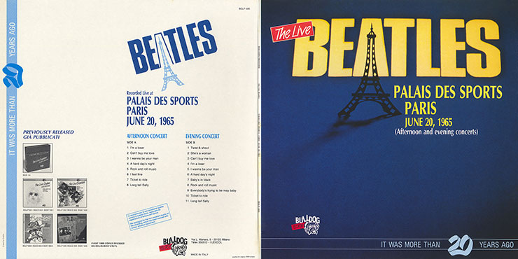 The Beatles Live at PALAIS DES SPORTS Paris - June 20, 1965 (Bulldog Records BGLP 005) – fragment (left lower part)