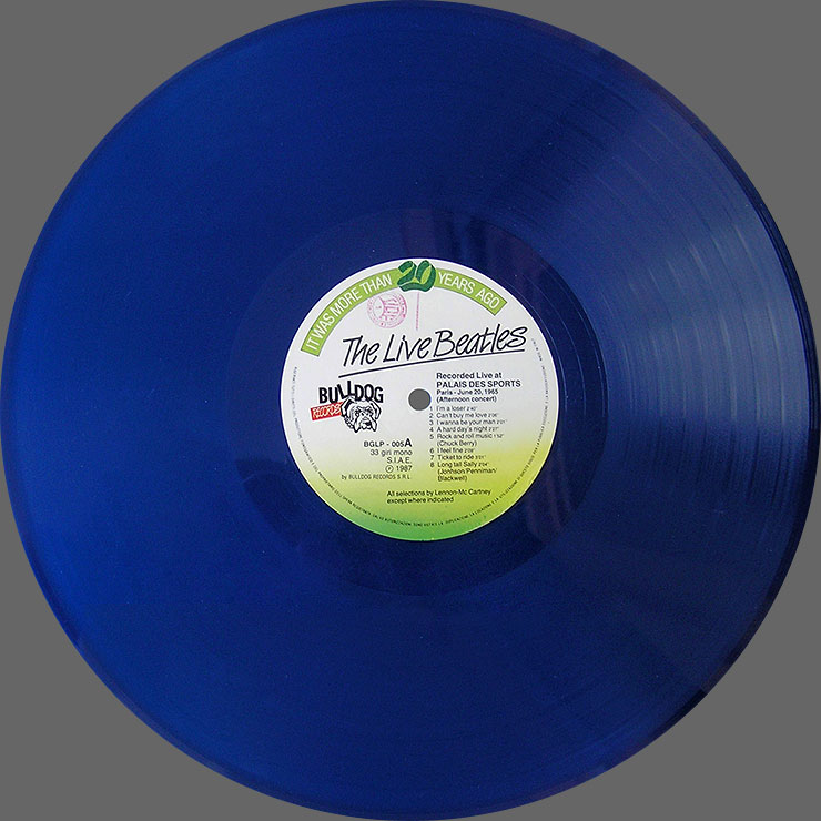 The Beatles Live at PALAIS DES SPORTS Paris - June 20, 1965 (Bulldog Records BGLP 005) – LP, dark blue vinyl