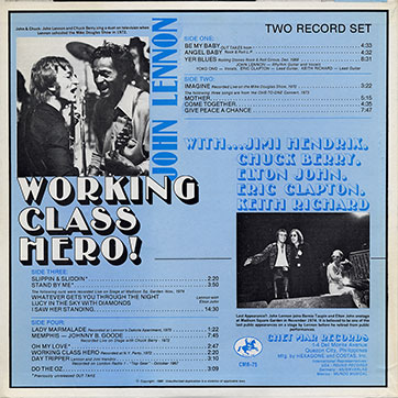 John Lennon - WORKING CLASS HERO! Two record set (Chet Mar Records CMR-75) – cover, back cover