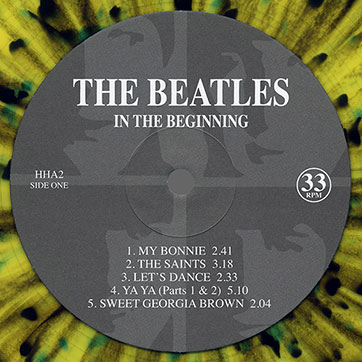 The Beatles IN THE BEGINNING (Mischief Music HHA2) splattered colored LP – label, side 1