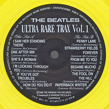 The Beatles - Ultra Rare Trax Vol.1 (The Swingin' Pig TSP 001) – label, side 2