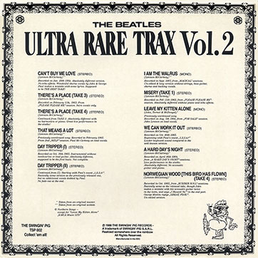 The Beatles - Ultra Rare Trax Vol.2 (The Swingin' Pig TSP 002) – sleeve, back side