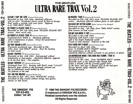 The Beatles - Ultra Rare Trax Vol.2 (The Swingin' Pig TSP-CD-002) − artwork