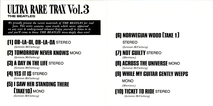The Beatles - Ultra Rare Trax Vol.3 (The Swingin' Pig TSP CD 025) − artwork insert (inside)