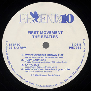 The Beatles - FIRST MOVEMENT (Phoenix 10, PHX 339) – label, side 2
