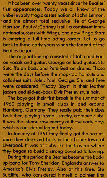 The Beatles - FIRST MOVEMENT (Phoenix 10) – cover notes (fragment 1)
