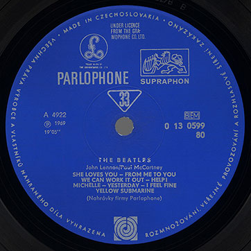 The Beatles - A COLLECTION OF BEATLES OLDIES (Supraphon 0 13 0599) – regular blue label, side 1