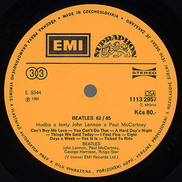 The Beatles - Beatles 62-65 (Supraphon 1113 2957) – label, side 2