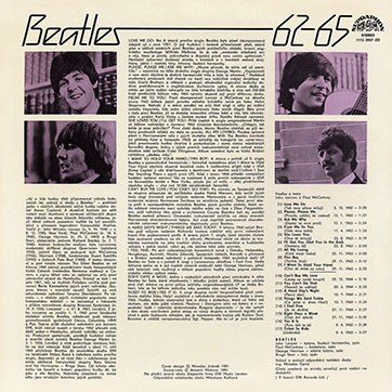 The Beatles - Beatles 62-65 (Supraphon 1113 2957) – cover, back side