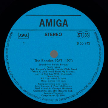The Beatles - THE BEATLES 1967-1970 (AMIGA 8 55 742) − label var. blue 2, side 1