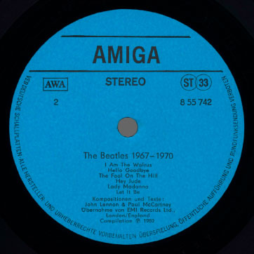 The Beatles - THE BEATLES 1967-1970 (AMIGA 8 55 742) − label var. blue 2, side 2