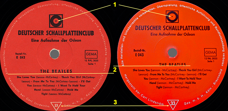 THE BEATLES - Same [chair-cover] (Deutscher Schallplattenclub E 043) – Differences ORIGINAL (left) and FAKE (right)