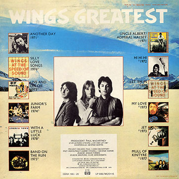 Wings - WINGS GREATEST (Wifon LP 006) – sleeve, back side