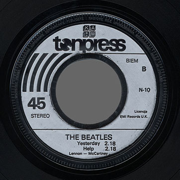 THE BEATLES 2EP set (Tonpress N-10/11) – silver injection moulded label (var. 2) of EP 1, side B