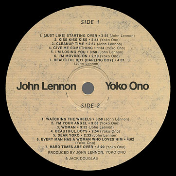 John Lennon and Yoko Ono - DOUBLE FANTASY (Santa AA 0003) – label (var. light brown-1), side 2