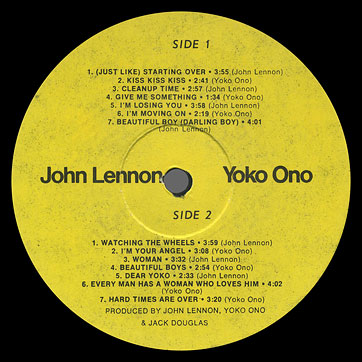 John Lennon and Yoko Ono - DOUBLE FANTASY (Santa AA 0003) – label (var. yellow-1), side 2
