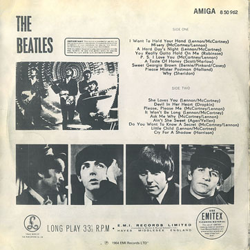 THE BEATLES LP by Amiga – fake sleeve, back side