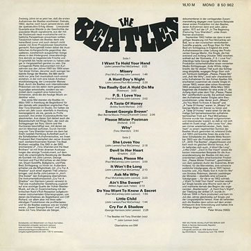 THE BEATLES LP by Amiga manufactured in GDR (East Germany) – original sleeve, back side