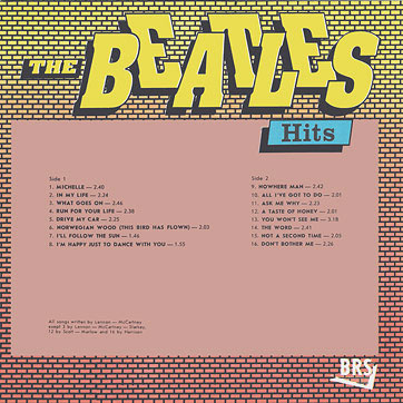 The Beatles - THE BEATLES HITS (BRS A90–00827-28) – sleeve, back side