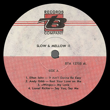 Paul McCartney and Wings - SLOW & MELLOW II by B RECORD COMPANY (UZBEKISTAN) – label, side 1