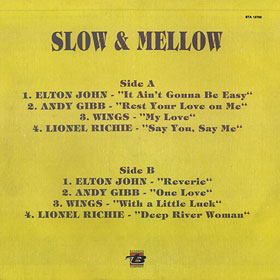 The back side of the sleeve for another LP from SLOW & MELLOW series