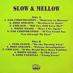 The back side of the sleeve SLOW & MELLOW (BTA 12756) LP by Balkanton company (Bulgaria)