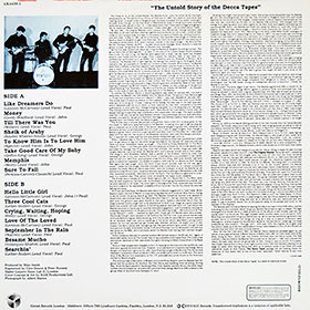 The Beatles – THE DECCA TAPES LP by Circuit Records (Circuit LK4438-1) – sleeve, back side