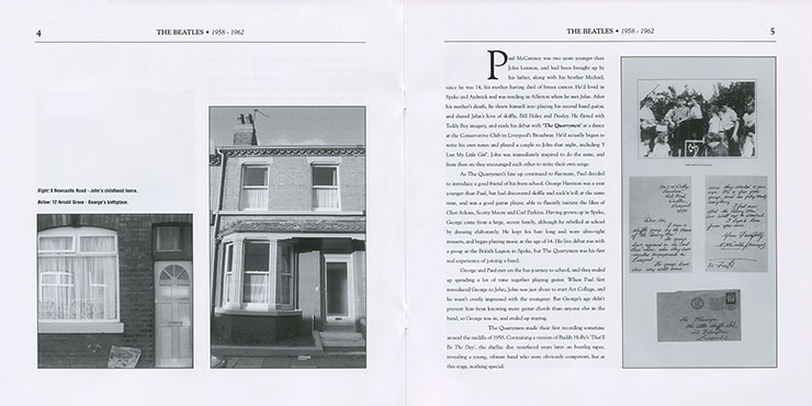 The Beatles – 1958-1962 [Box edition] (MiruMir Music Publishing / Doxy DOY011) - booklet, pages 4-5