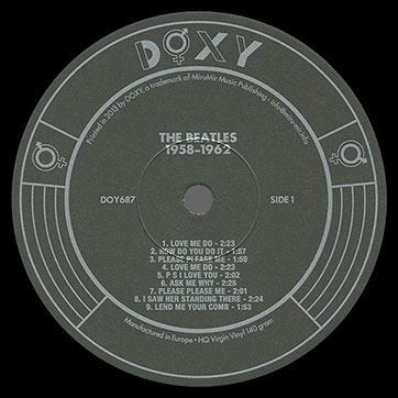 The Beatles – 1958-1962 [Usual edition] (MiruMir Music Publishing / Doxy DOY687) – label, side 1