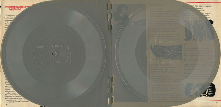 Horizons 7-1975 magazine (USSR) – pages 4 and 5 with flexi EPs (version with flexi EP # 6 of grey color)