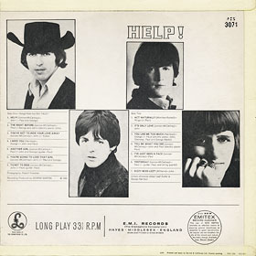 HELP! LP by Parlophone – sleeve, back side