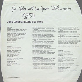 PLASTIC ONO BAND LP by Apple – picture inner sleeve for LP, front side