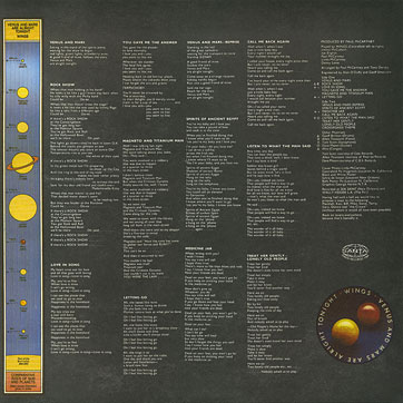 Paul McCartney and Wings - VENUS AND MARS (Santa П93 00565) – sleeve, back side