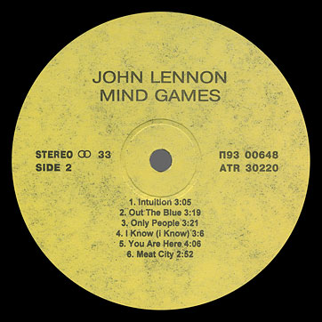John Lennon - MIND GAMES (Santa П93 00647) - label side 2