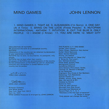 John Lennon - MIND GAMES (Santa П93 00647) - sleeve, front cover