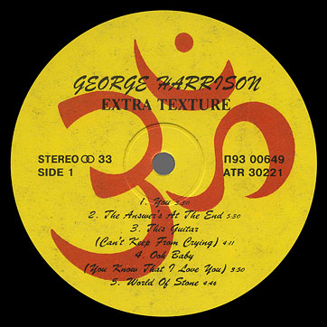 George Harrison - EXTRA TEXTURE (READ ALL ABOUT IT) (Santa П93 00649) – label, side 1