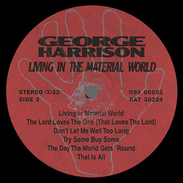 George Harrison - LIVING IN THE MATERIAL WORLD (Santa П93 00651/2) – label, side 2