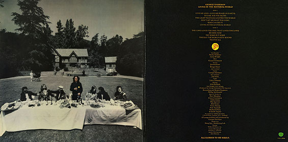 Original UK edition of LIVING IN THE MATERIAL WORLD LP by Apple – gatefold sleeve, inside