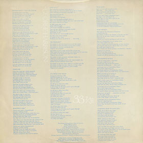 Original UK edition of <strong>THIRTY THREE & 1/3</strong> LP by Dark Horse – picture inner sleeve, back side