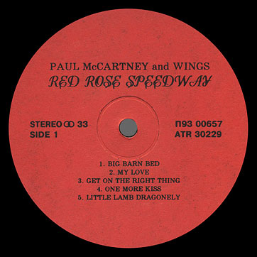 Paul McCartney and Wings - RED ROSE SPEEDWAY (Santa П93 00657) – label, side 1