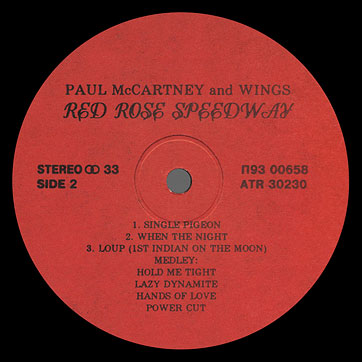 Paul McCartney and Wings - RED ROSE SPEEDWAY (Santa П93 00657) – label, side 2