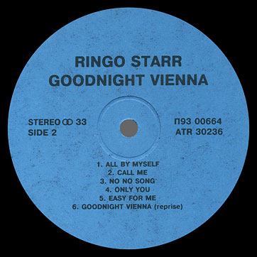 Ringo Starr - GOODNIGHT VIENNA (Santa П93 00663) – label, side 2